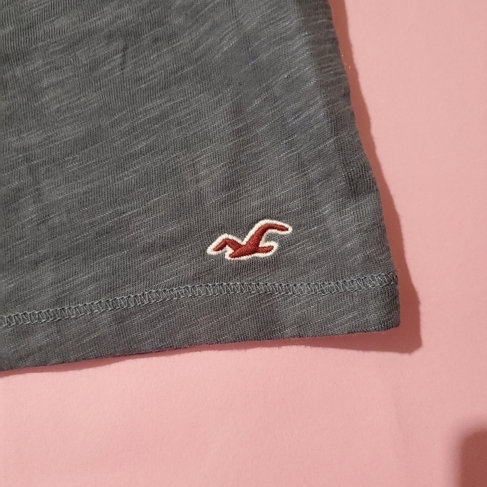 Hollister Grey Knit Top Eyelet Lace Ruffles Super Cute Preppy - Picture 6 of 8